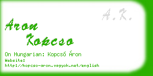 aron kopcso business card
