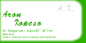 aron kopcso business card